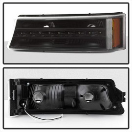 ACANII - For 2003-2006 Chevy Silverado 1500 2500 3500 LED Bumper Parking Lights Signal Lamps Left+Right - Black Housing