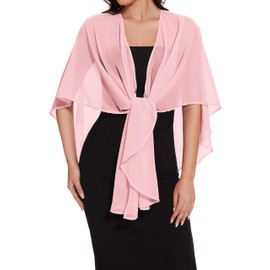 Gosunny Women's Chiffon Shrugs Scarves and Wrap for Evening Dress Sheer Wedding Cover Up, pink