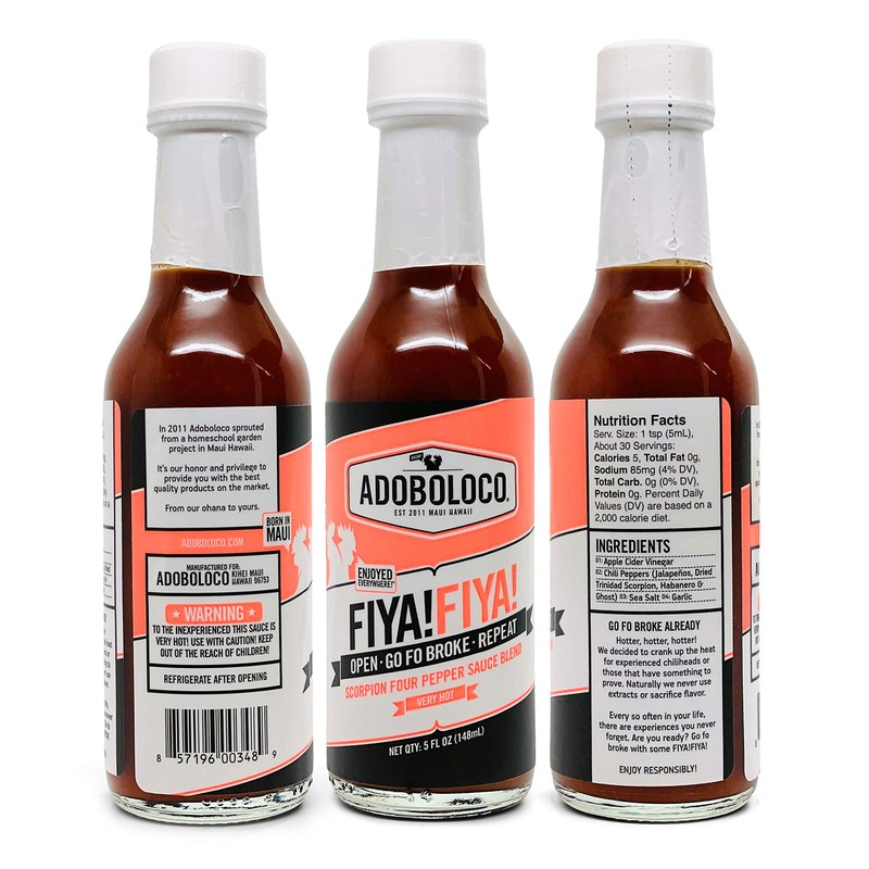 Adoboloco Hot Sauce - 3 Packs To-Go (FIYA! FIYA! /
