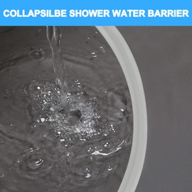 Duzzy 98 Inch Collapsible Shower Threshold Water Dam, Silicone Shower Water Stopper Barrier, Ideal for Wheelchair Accessible, Suitable for ADA Handicap Showers Bathroom(3.6 Ft, Clear)