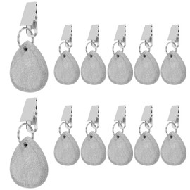 LYIYEYAN 12Pcs Tablecloth Weights with Metal Clip Teardrop Shape Tablecloth Pendant Natural Marble Table Cover Weights Elegant Tablecloth Pendants Kit for Decoration Dinner Outdoor Picnic (Grey)