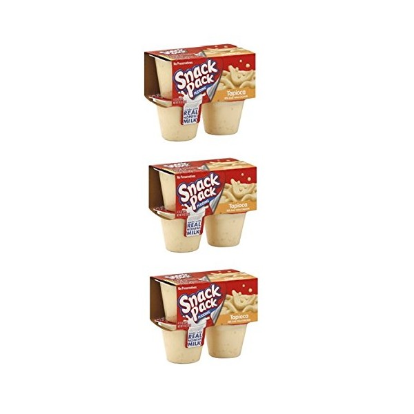 Snack Pack Tapioca Pudding, 4 Count (Pack of 3)