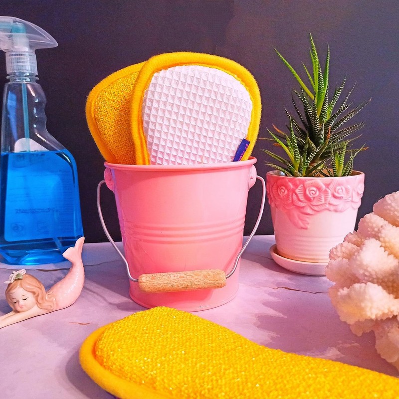 9x Non-Scratch Kitchen Dish Scrubber Sponge, Advanced Microfiber Dual-Sided Dish