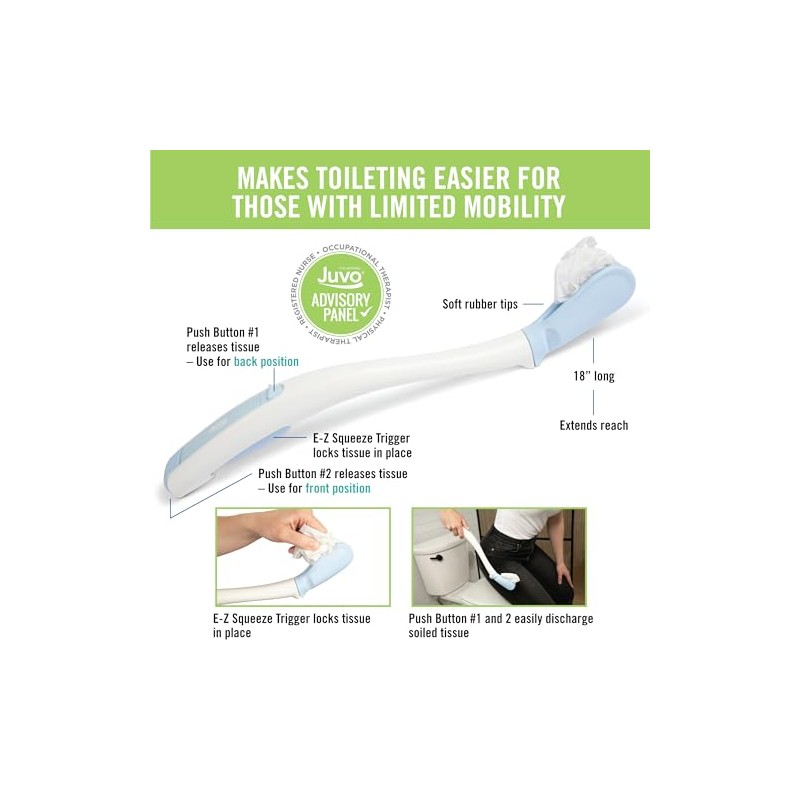 Juvo Toilet Aid - Personal Bottom Wiping Tool, Bathroom Mobility