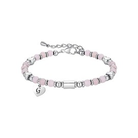 HAYOUWAY 4 mm Rose Quartz Gemstone Bracelet Women Girls with Letter Charm Healing Stones Bracelet Natural Stone Bracelets Gifts for Women Girls Best Friend Birthday Chakra Bead Bracelet Women,