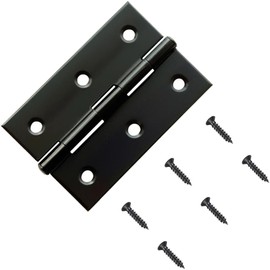 6 Pack 3 Inch Black Stainless Steel Butt Hinges with Screws - Rustproof Cabinet Door Hinges for Furniture, Wooden Boxes, Chest & DIY Projects