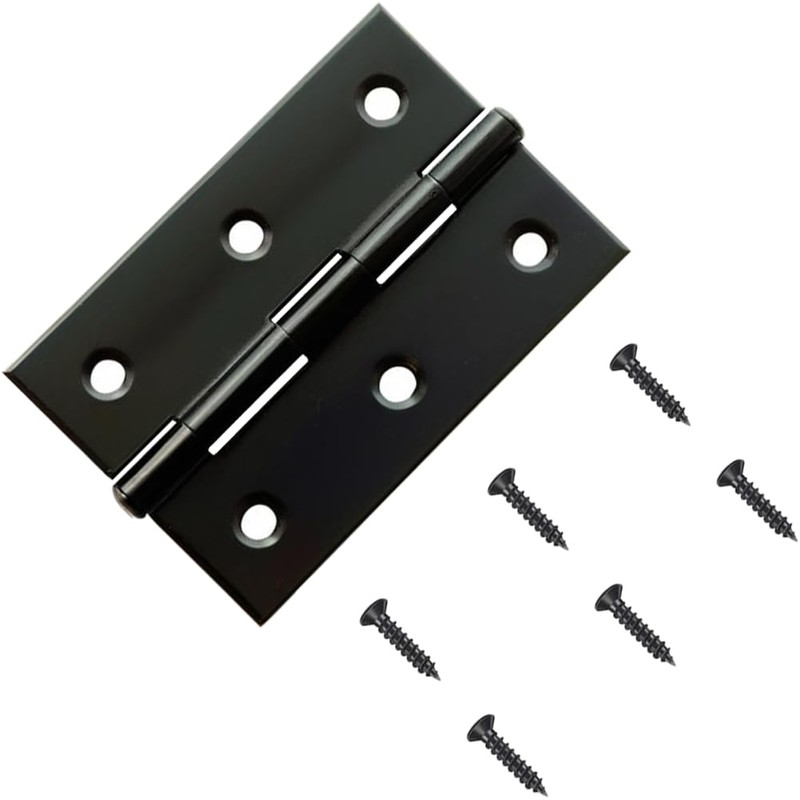 6 Pack 3 Inch Black Stainless Steel Butt Hinges with