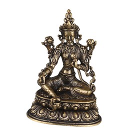 Ciieeo Retro Brass Buddha Statue Figure Tara Goddess Ornament for Home Office Decor Buddhist Statuette Art Lovers and Collectors