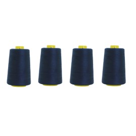 Mandala Crafts 4 Pack of Serger Threads Navy Blue Threads for Sergers Machine - Sewing Thread Cones Thread for Overlock Thread Quilting - 40S/2 24000 Yds Polyester Thread Spools