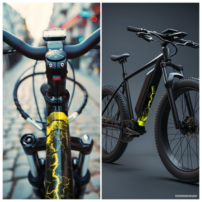 BIKE-label X400186VA Neon Yellow Flash Frame Sticker Set for Bicycle