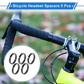 HEROFFIX Bicycle Headset Spacers 5mm Bike Handlebar Stem Spacers 31.8mm 1-1/4" Carbon Fiber Gloss Black Carbon Fiber 5 Pcs