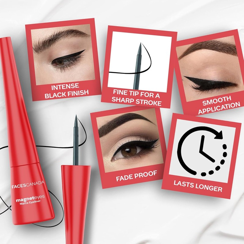 FACESCANADA Matte Eyeliner - Black | Waterproof Liquid Eyeliner with