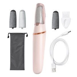 Vicosey Electric Exfoliating Remover, Heel Shaving, Foot Exfoliation, Heel and Foot Exfoliation, Powerful Foot Care, Hard Skin Remover, 2 Types of Rollers, 2 Speeds, USB Charging, LED Light Included (Pink)