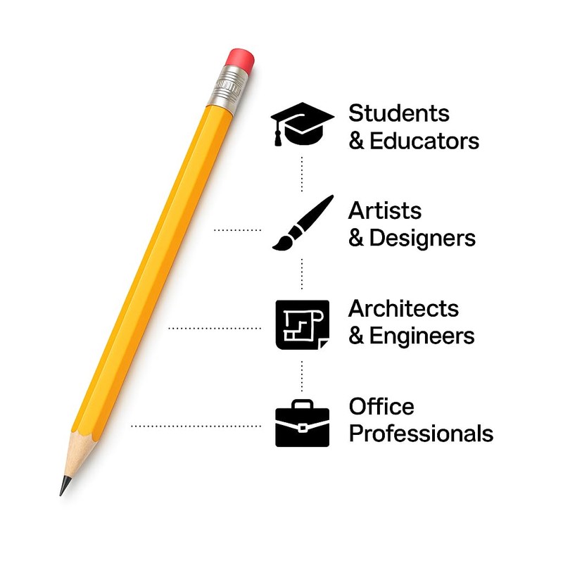 50 Pack HB Pencils – Yellow Wood Pencils with Erasers