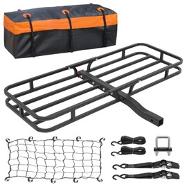 QEDDI Hitch Cargo Carrier Basket 53" X 19" with Waterproof Cargo Bag, Stabilizer, Net and Ratchet Straps, 500 lbs Hauling Weight Capacity Folding Hitch Cargo Rack for SUV Pickup