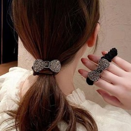 Half Club/Monomood Cubic Ribbon Scrunchie / 모노무드 큐빅 리본 곱창 헤어 머리 끈