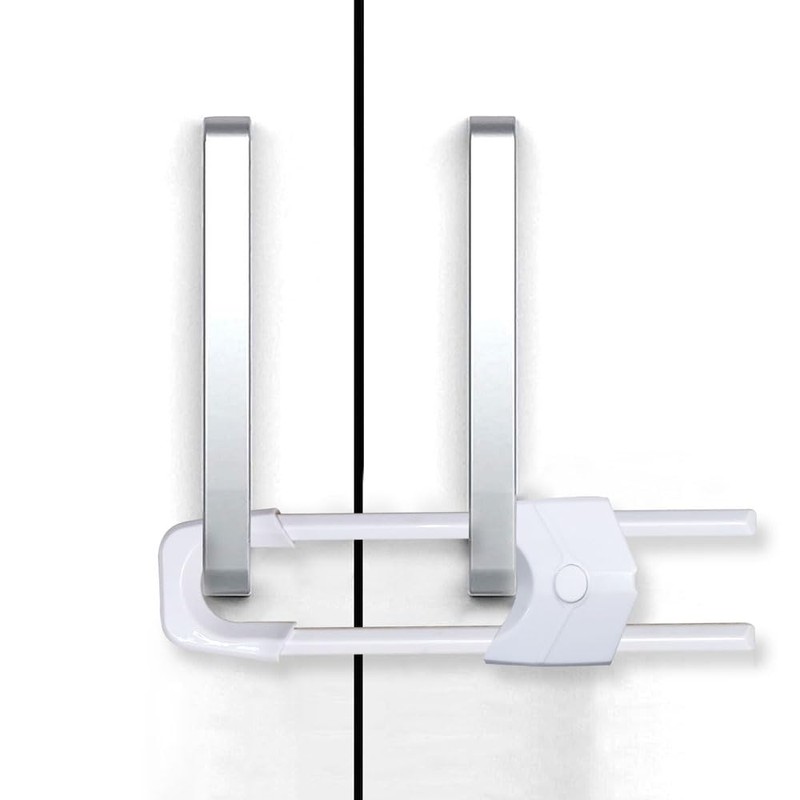 Qtopun 6-Pack U-Shaped Cabinet Locks, Adjustable Sliding Drawer Locks for