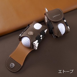 COGURE Genuine Leather Golf Ball Case for Men Women 2 Balls Tee Storage Green Fork Marker Glove Holder Swivel Clip with Gift Box CopGBC-R Right Hip Etaupe