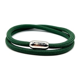 KAROO EARTH JEWELLERY Rope Bracelet | Unisex Braided Paracord Nautical Double Wrap Bracelet with strong Magnetic Clasp | Waterproof surfer bracelet (Small Wrist Size (16-18cm), Green Silver Clasp)