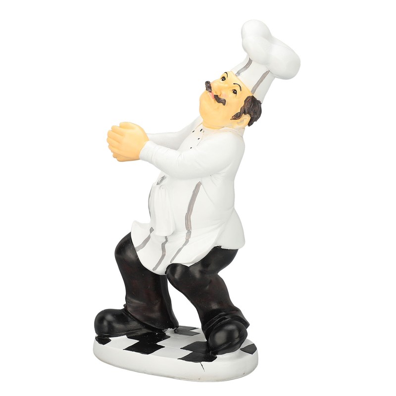 Resin Chef Statue Restaurant Dining Table Decor Holding Red Wine
