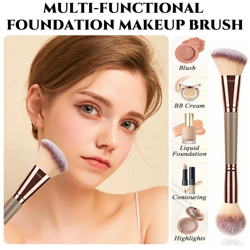 Double-Ended Foundation Makeup Brush, Blusher Brushes, Bronzer-Brush, Perfect for Blending