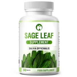Sage Leaf Supplement | 240 Tablets | Salvia Officinalis Extract | Made in The UK | Vegan Friendly & Gluten Free (240)
