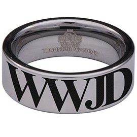 Carburo de Tungsteno WWJD ¿Qué haría Jesús boda banda anniversayr Anillo para hombres y mujeres 8 mm