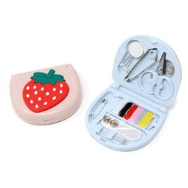 Honbay 2PCS Portable Travel Sewing Tool Kits Mini Sewing Project Repair Kit Friendly Beginner Sewing Kit Box for DIY Sewing Emergency Repairs (Blue and Pink)