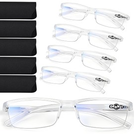 ORANZI Reading Glasses Men - 5 pack TR90 Reading Glasses Blue Light Blocking Readers Mens Spring Hinge Glasses Anti Eyestrain(B1 Transparent, 1.50)