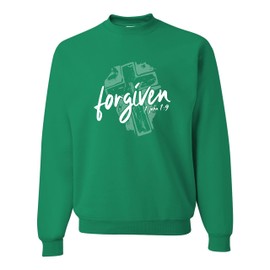 Go All Out XX-Large Kelly Adult Forgiven John 1:9 Bible Verse Sweatshirt Crewneck