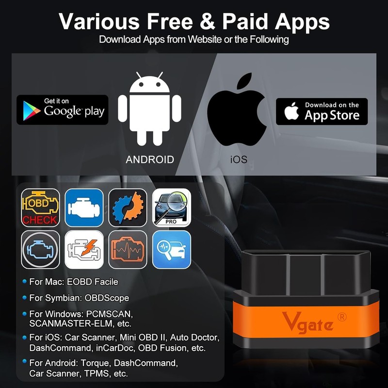 vLinker iCar2 BLE 4.0 OBD2 Bluetooth Adapter Auto Scanner Car