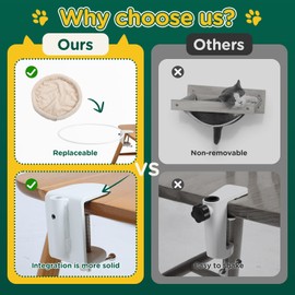 Large Cat Desk Bed-Supports Up to 50lbs, Soft Faux Fur Fabric, Adjustable Steel Frame,Sunken Hammock,Removable Soft Fluffy Cover（Cream）