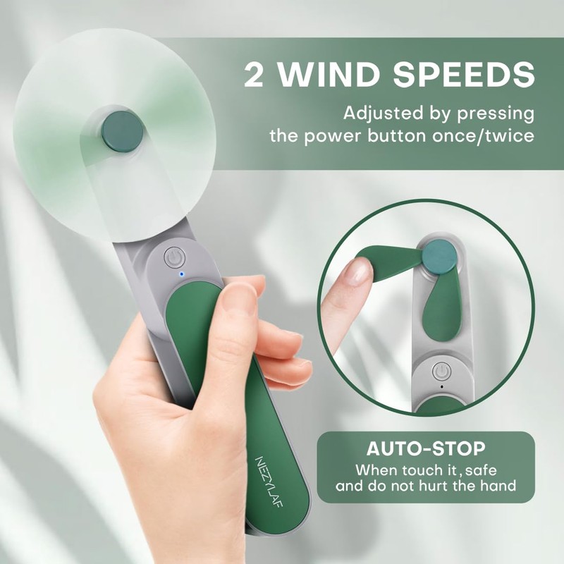 Nezylaf Handheld Mini Fan, 2 Speeds Rechargeable Travel Fan[9-15 Working