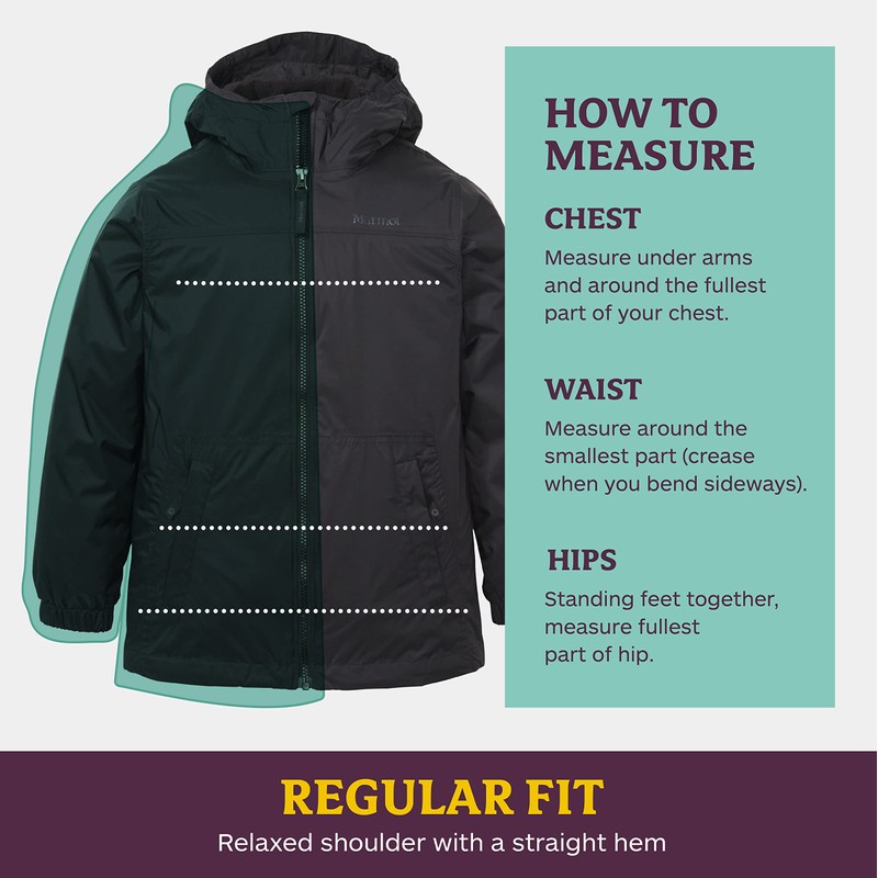 MARMOT Kid's Precip Eco Comp Jacket, Black, Medium