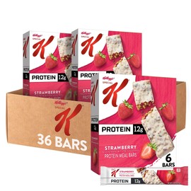 Special K Bar Protein Meal Bars, 12g of Protein, Good Source of Fiber, Strawberry (6 Boxes, 36 Count)