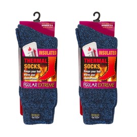 Polar Extreme PE Heat Women's Marl Brushed Sock 2PK -BLUE MARL