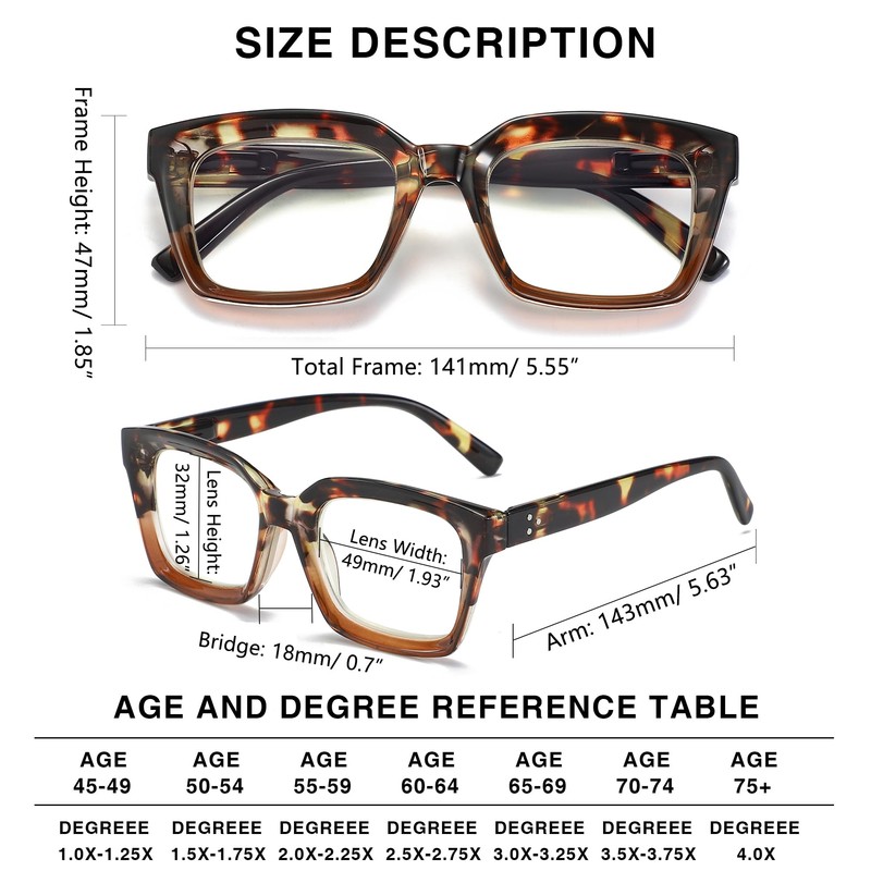 Readers for Women Oprah Style Square Reading Glasses with Spring