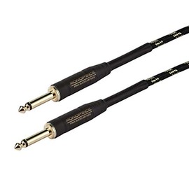Monoprice Braided Cloth 1/4 Inch (TS) Male 20AWG Instrument Cable Cord - 10 Feet- Black (Gold Plated)