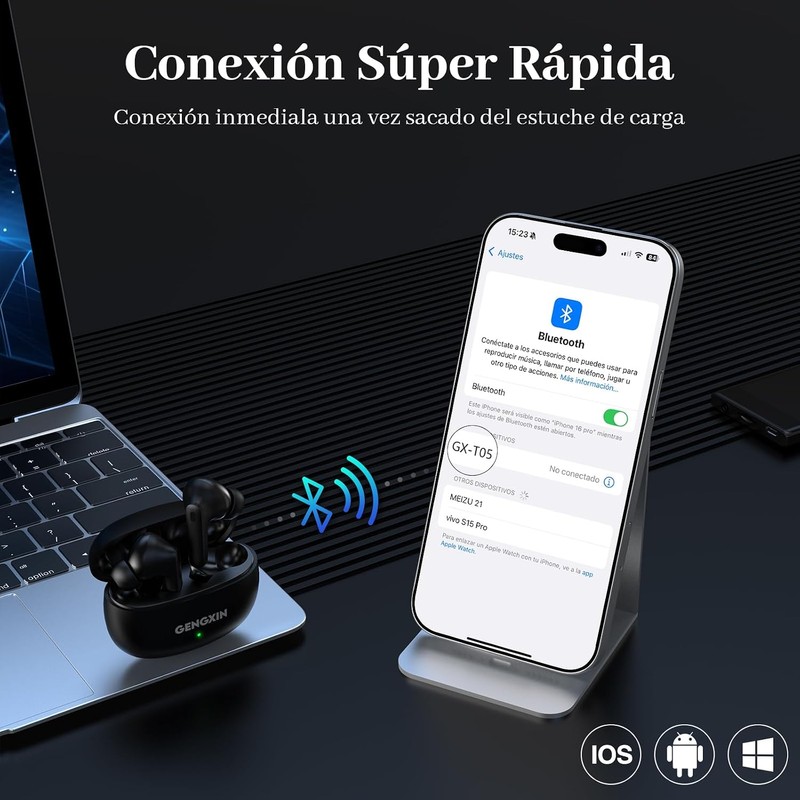 GENGXIN Audífonos Inalámbricos Bluetooth 5.3, Audífonos Inalámbricos In-Ear, Bluetooth con