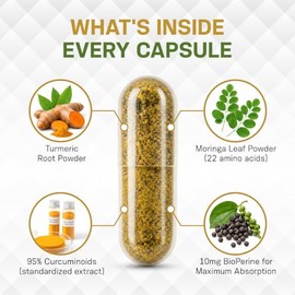 PIUS NATURE Crcuma Moringa Crcuma Orgnica Suplementos De Curcumina Y Moringa Orgnica En Polvo 120 Cpsulas Vegetales Suplemento Para Mujeres Y Hombres 