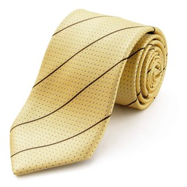 MICHIKO LONDON Brand Necktie, Made in Japan, Silk Jacquard Woven Pattern, Striped Pin Dot (A Pattern, Yellow), Pattern A: Yellow
