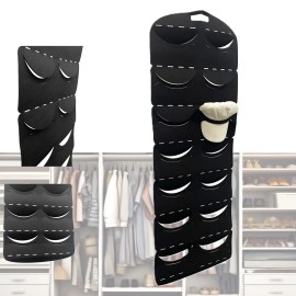 TECHTONGDA Felt Fabric Double-row Baseball Hat Storage Bag Behind Door Hat Hanging Bag