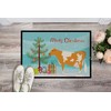 Caroline's Treasures BB9188MAT Guernsey Cow Christmas Doormat 18x27, Teal Front