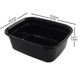 Morcte 12 Quart Rectangle Plastic Wash Pan / Dishpan Basin, Set of 4