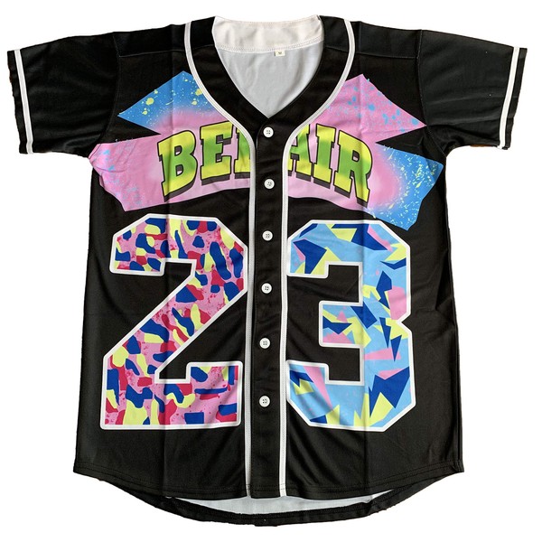 Benny 'The Jet' Rodriguez 30 The Sandlot Legends #23 Bel Air Short Sleeve 3D Print Fashion Baseball Jersey (23 Black, Small)