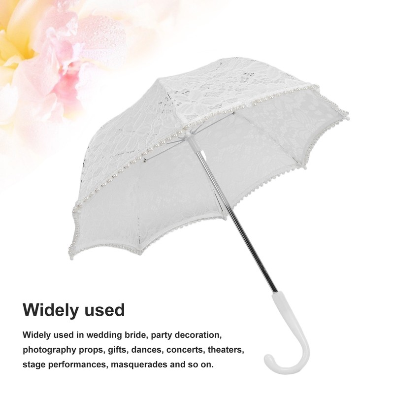 Lace Wedding Umbrella Romantic Embroidery Flower Bridal Umbrella Ergonomic Handle