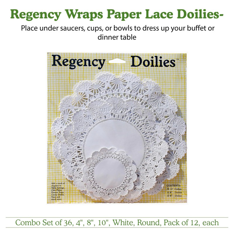 Regency Wraps Paper Lace Doilies, 4'', 8'', 10'' Round Pack