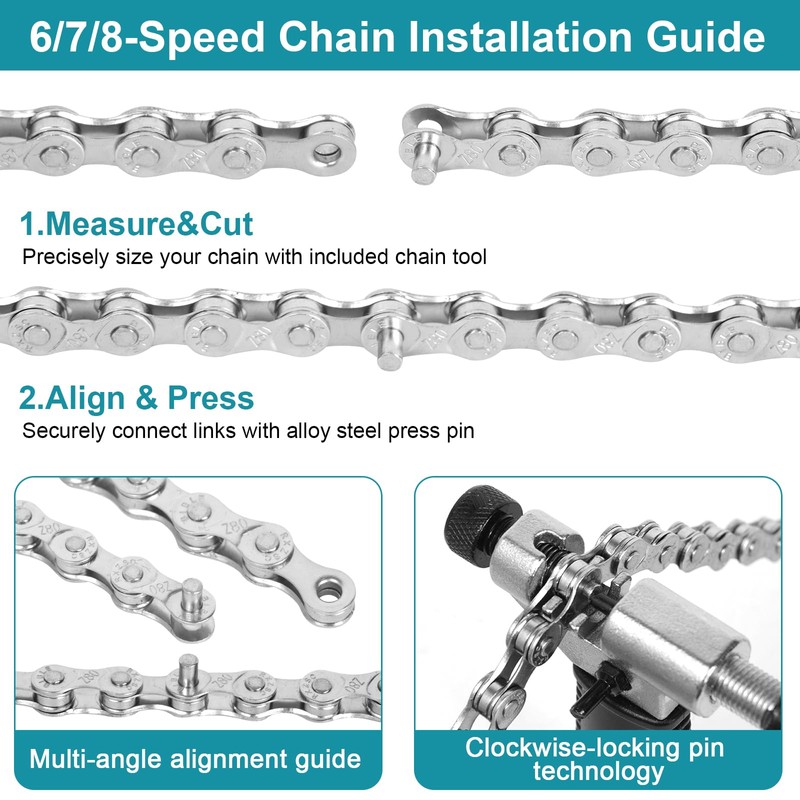 Bicycle Chains, 1/2 x 3/32 Inch 116 Links, 6/7/8 Speed