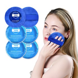 samply Gel Pack for Cold and Cold Use, Mini Size, Kids Round with 2 Hand Covers, Ice Packs for Shoulder, Knee, Wrist, Cooling, Reusable Use, Set of 4