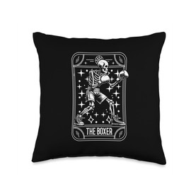 Boxing Boxer Fighter - Sparring Gloves Skeleton Tarot Card Throw Pillow
